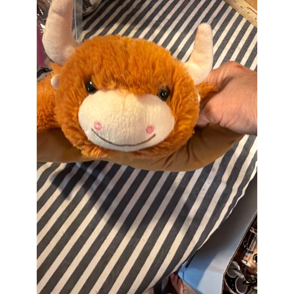Pillow Pets Highland Cow Orange Shaggy Plush Folding Stuffed Animal  Pillow